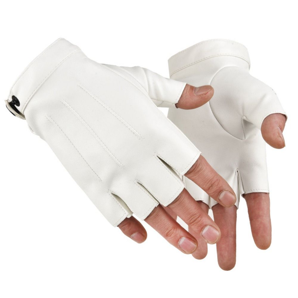 Leather Driving Glove - Fashion Punk PU Driving Gloves Button