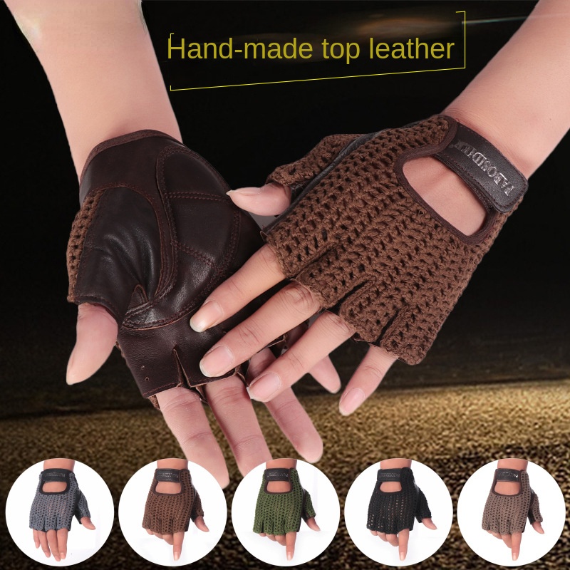 Unisex Summer Half Finger Retr - Leather Driving Glove recension och pris