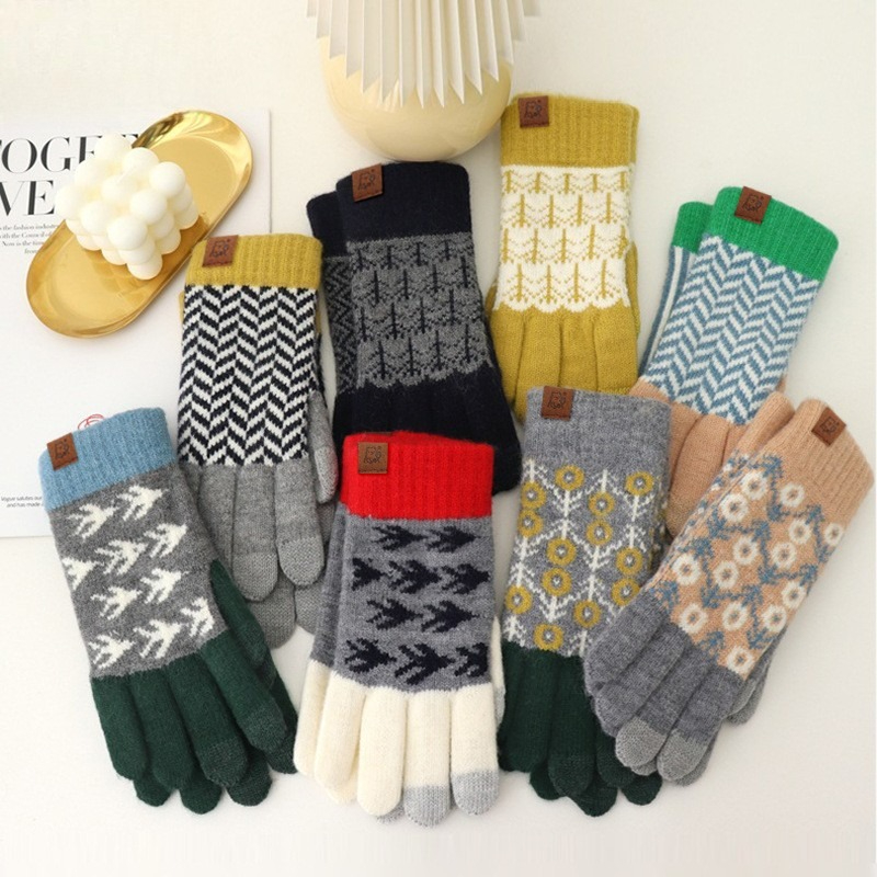 Autumn Winter Wool Color Block - Wool Glove Lined recension och pris